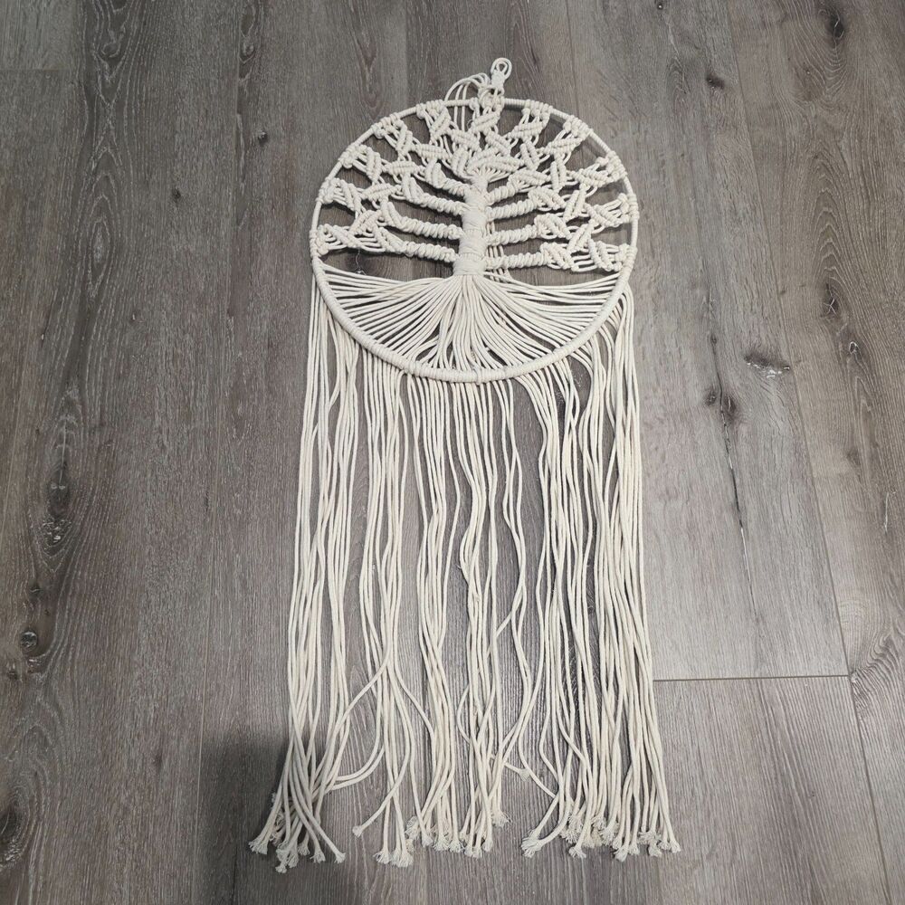 16" Circle Macrame Tree of Life Wall Hanging Dream Catcher Boho 3FT Branch Root
